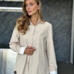 Сорочка  в смужку з білим комірцем
